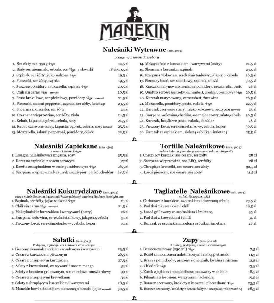 Manekin Opole Menu